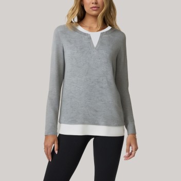 Faux two-piece spliced ​​women's long-sleeved base layer top