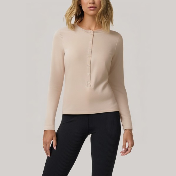 Retro button-down women's long-sleeved base layer