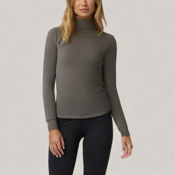 Warm knitted high-neck women's base layer