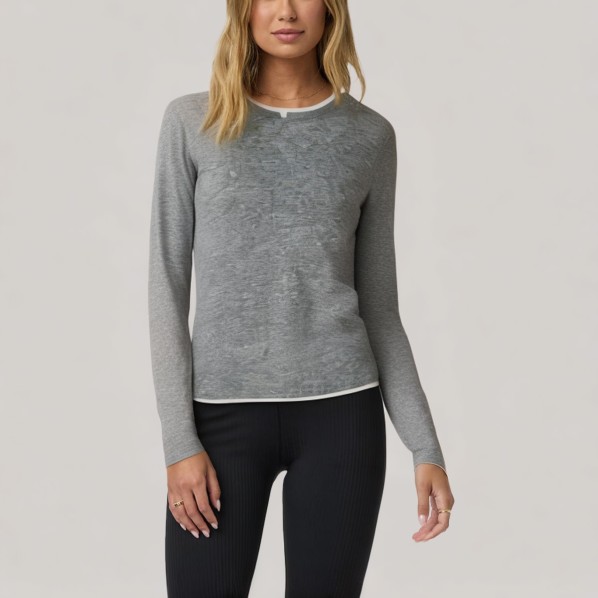 Color-blocked neckline women's base layer top