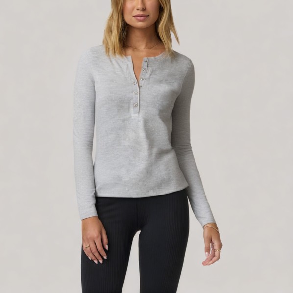 Grey slim-fit women's long-sleeved base layer
