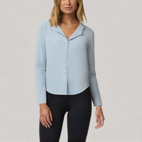 Fashionable fold-collar women's base layer top