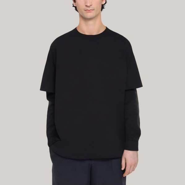 Simple faux two-piece men's base layer shirt
