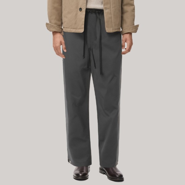 Grey side zipper straight leg men's windproof pants