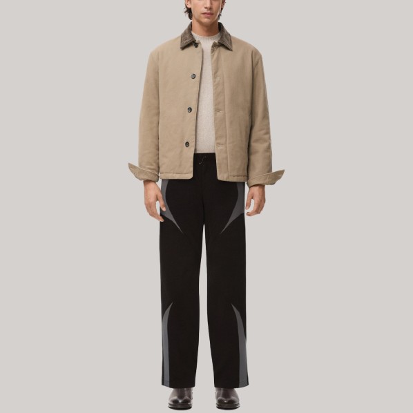 Color-blocked elastic waist men's windproof pants