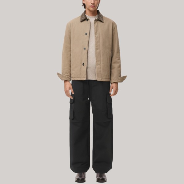 Black drawstring straight leg men's windproof pants