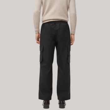 Black drawstring straight leg men's windproof pants