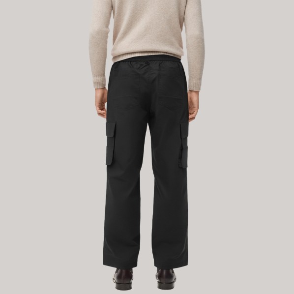 Black drawstring straight leg men's windproof pants