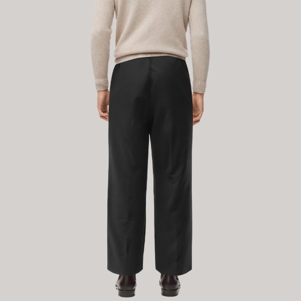 Black striped elastic waist men's windproof pants