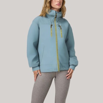 Blue loose-fitting zip-up women's windbreaker