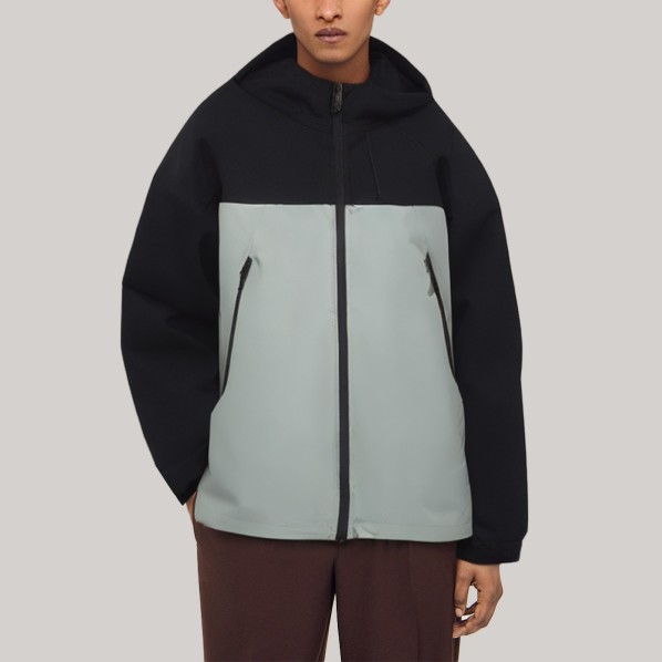 Stylish color-blocked hooded men's windbreaker