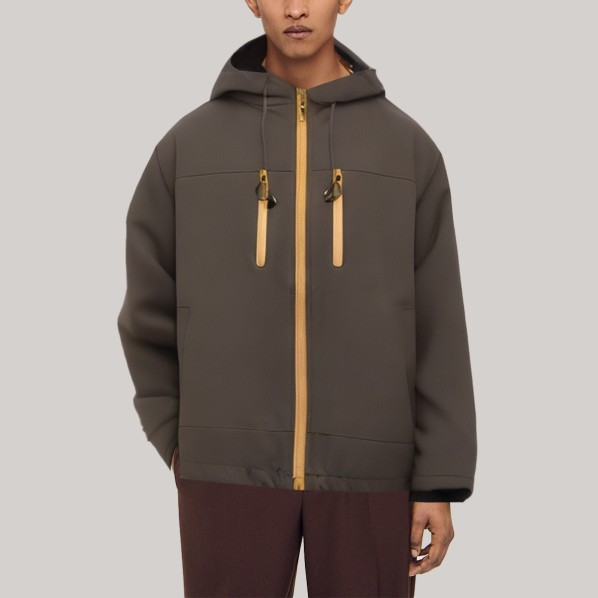 Stylish hooded zip-up men's windbreaker