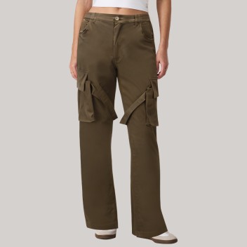 Brown straight-leg women's windproof pants