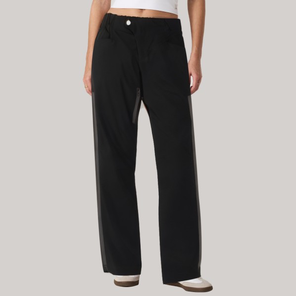 Black lightweight straight-leg women's windproof pants