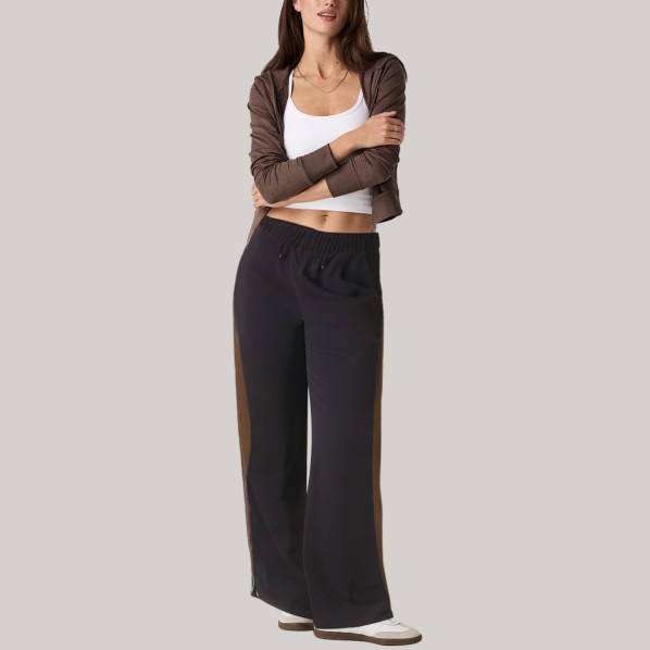 High-waisted side-striped women's windproof pants